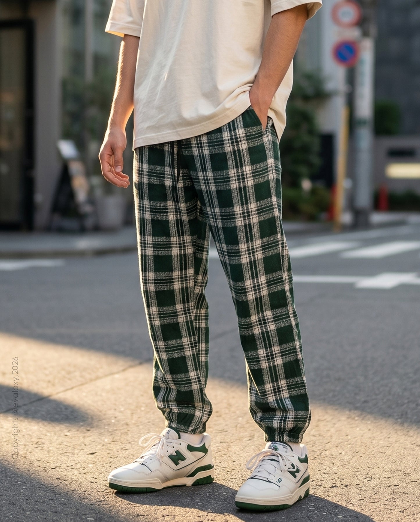 Green Big Checkered Premium Jogger Breathable Casual Harem Pants for Men & Women