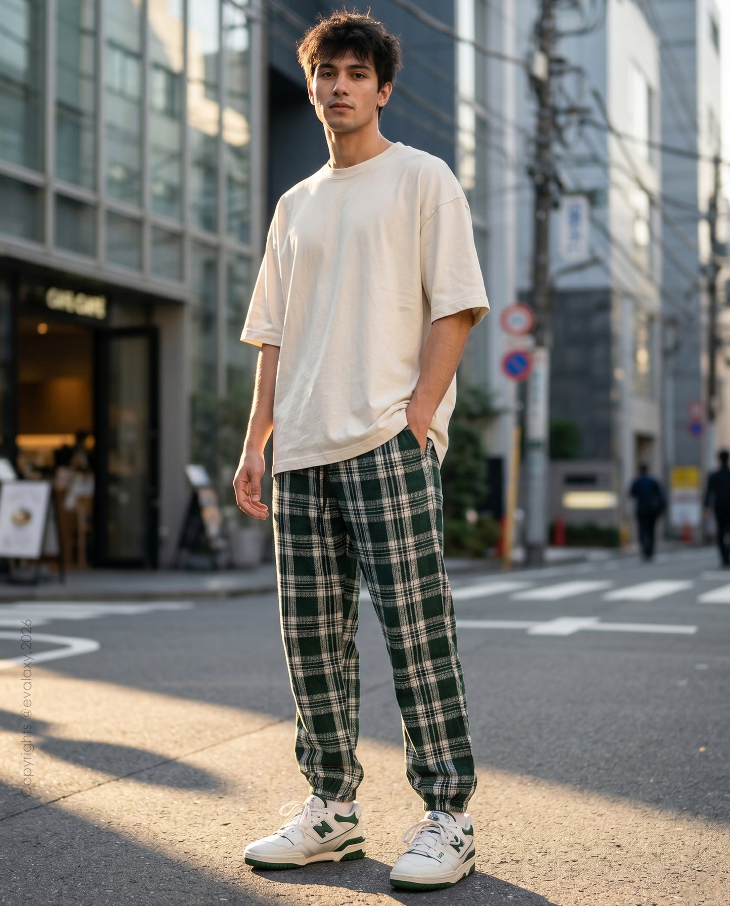 Green Big Checkered Premium Jogger Breathable Casual Harem Pants for Men & Women