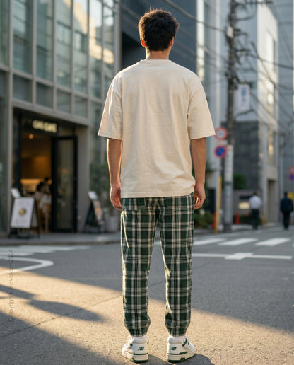 Green Big Checkered Premium Jogger Breathable Casual Harem Pants for Men & Women