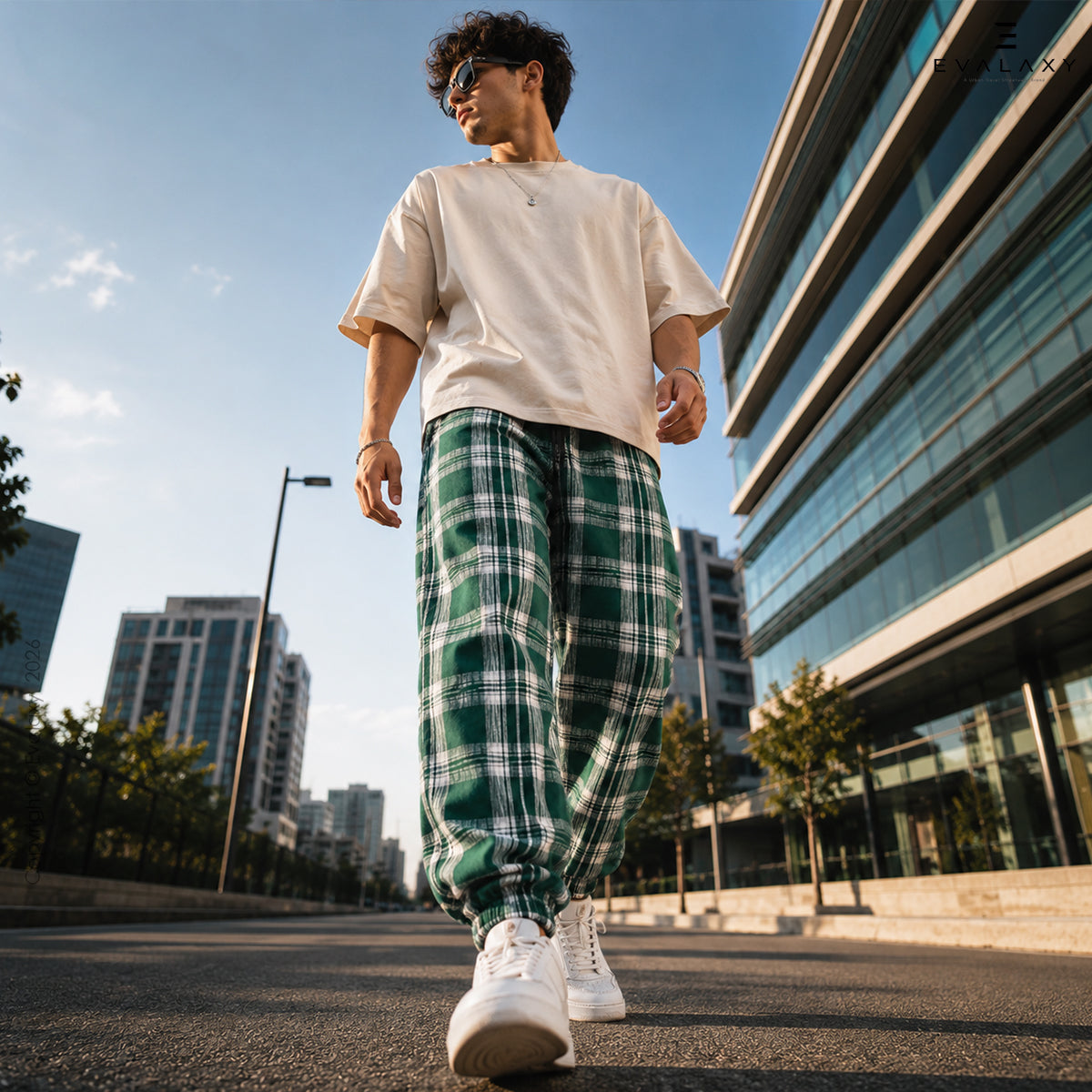 Green Big Checkered Premium Jogger Breathable Casual Harem Pants for Men & Women