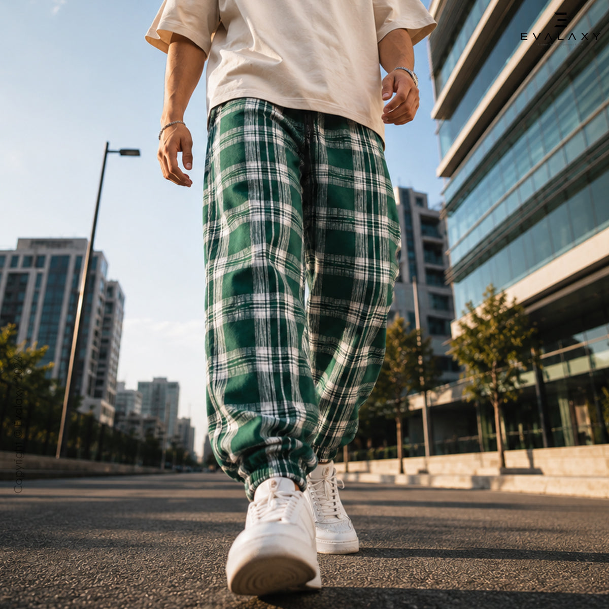 Green Big Checkered Premium Jogger Breathable Casual Harem Pants for Men & Women