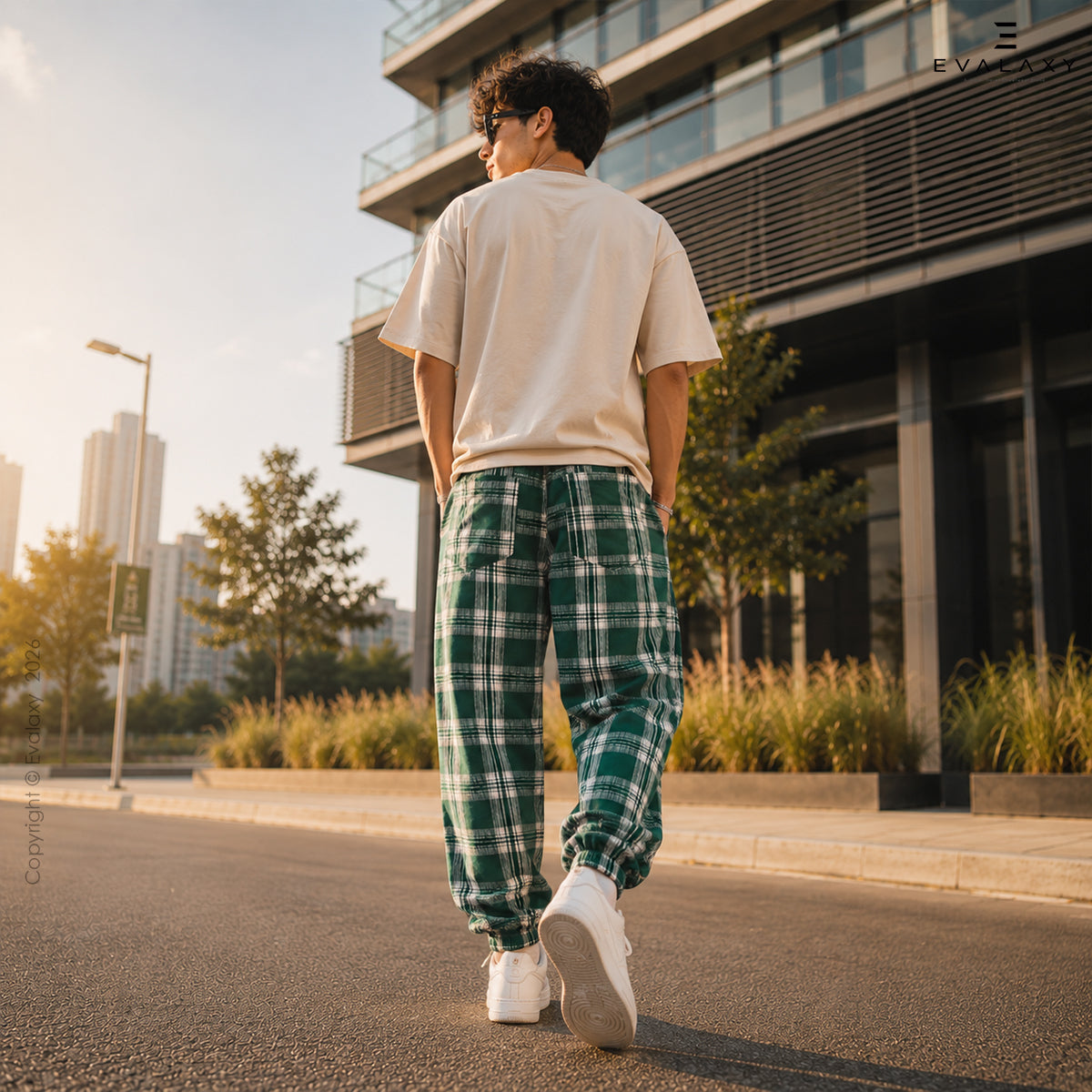Green Big Checkered Premium Jogger Breathable Casual Harem Pants for Men & Women
