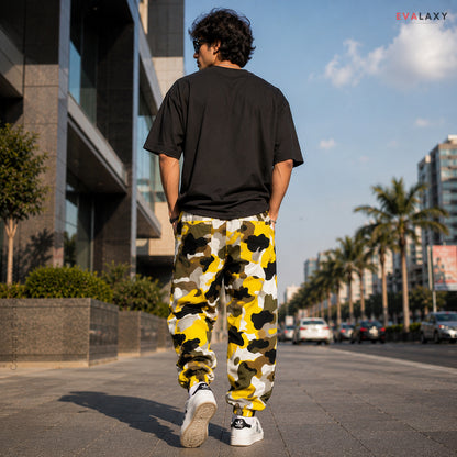 Evalaxy Unisex Yellow Camo Joggers – Streetwear Edition