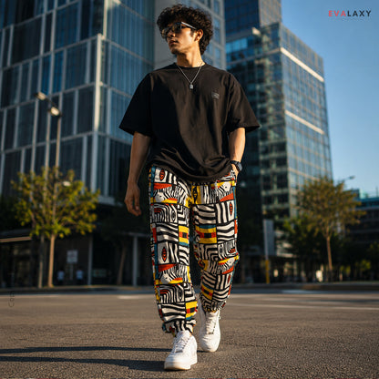 Evalaxy Unisex Tribal Art Joggers – Multicolor Street Fit