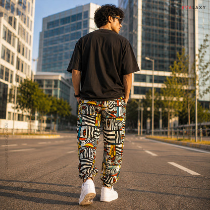 Evalaxy Unisex Tribal Art Joggers – Multicolor Street Fit