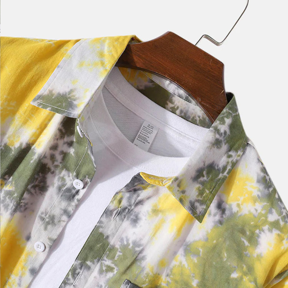 Yellow-Grey Splash Full-Sleeve Shirts Without Tee