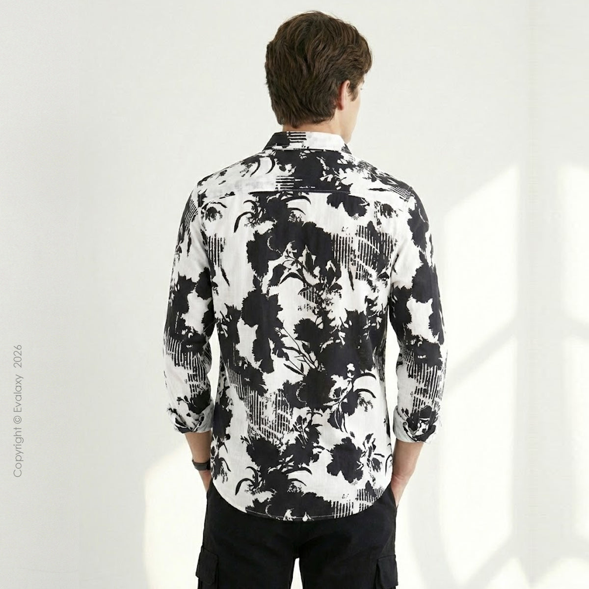 Black Leafy Full-Sleeve Shirts