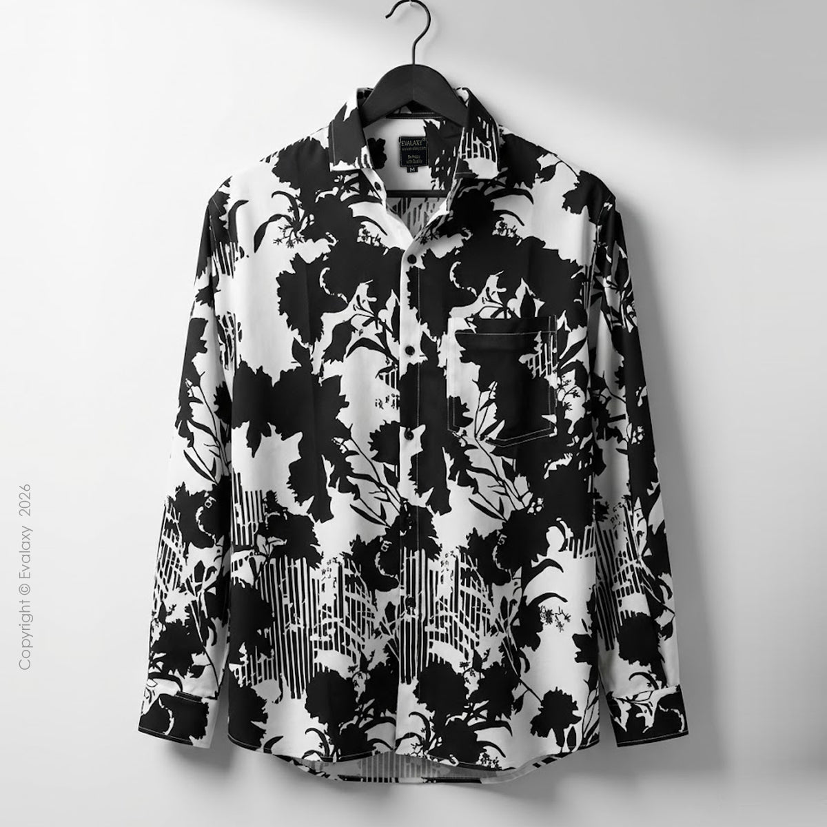 Black Leafy Full-Sleeve Shirts