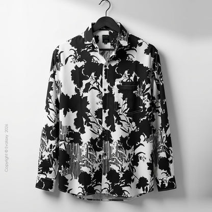 Black Leafy Full-Sleeve Shirts