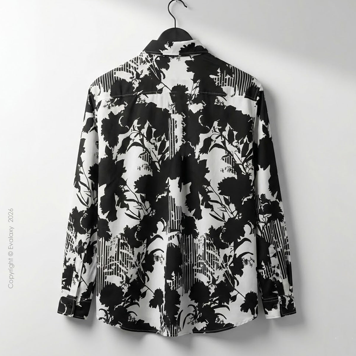Black Leafy Full-Sleeve Shirts