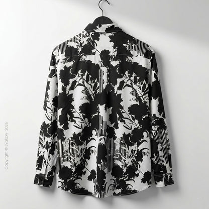 Black Leafy Full-Sleeve Shirts