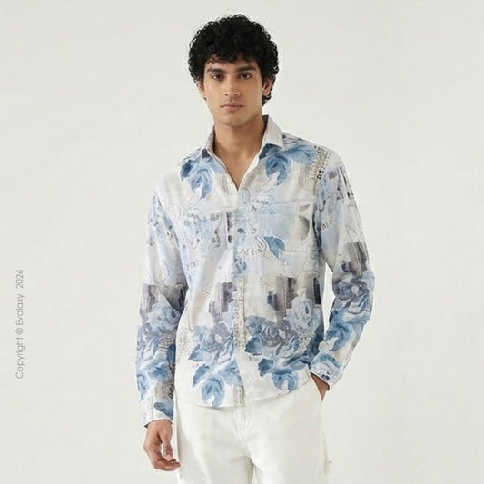 SkyBlue Bloom Floral Full-Sleeve Shirts
