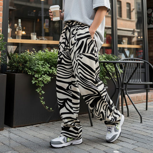 Evalaxy Monochrome Zebra Streetwear Baggy Joggers