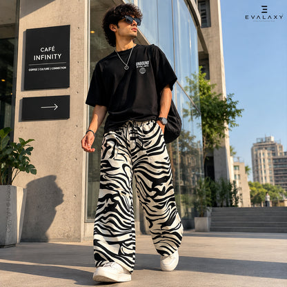 Evalaxy Monochrome Zebra Streetwear Baggy Joggers