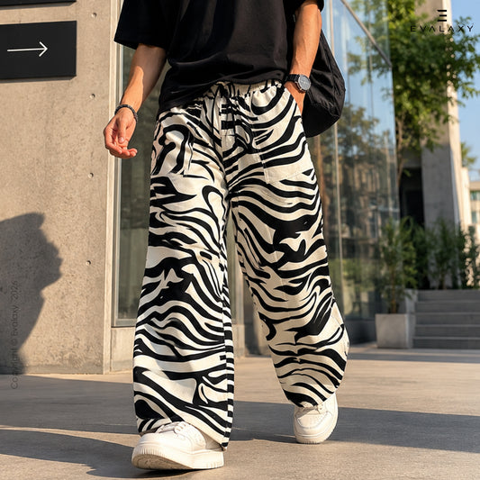 Evalaxy Monochrome Zebra Streetwear Baggy Joggers