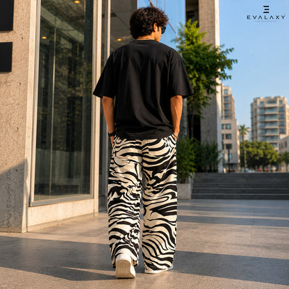 Evalaxy Monochrome Zebra Streetwear Baggy Joggers