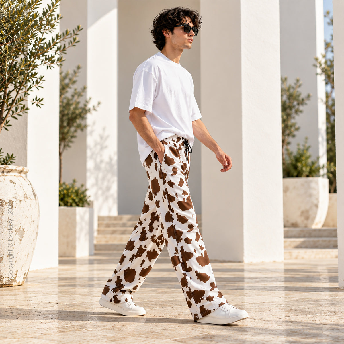 Evalaxy Cow-Print Streetwear Unisex Jogger Pants