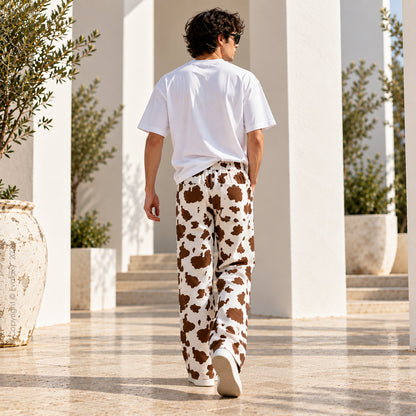 Evalaxy Cow-Print Streetwear Unisex Jogger Pants