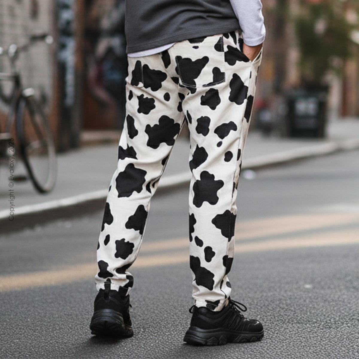 Cow Print Straight Pants for Men & Women