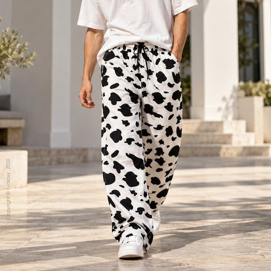 Cow Print Straight Pants for Men & Women