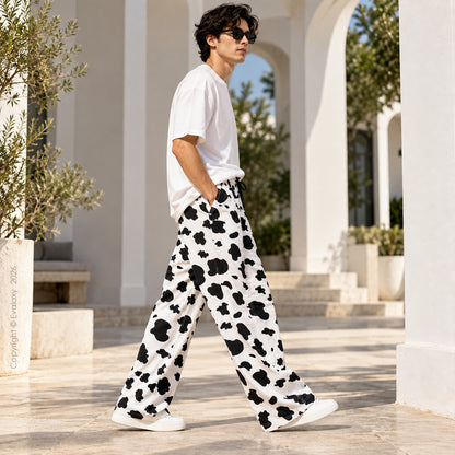 Cow Print Straight Pants for Men & Women