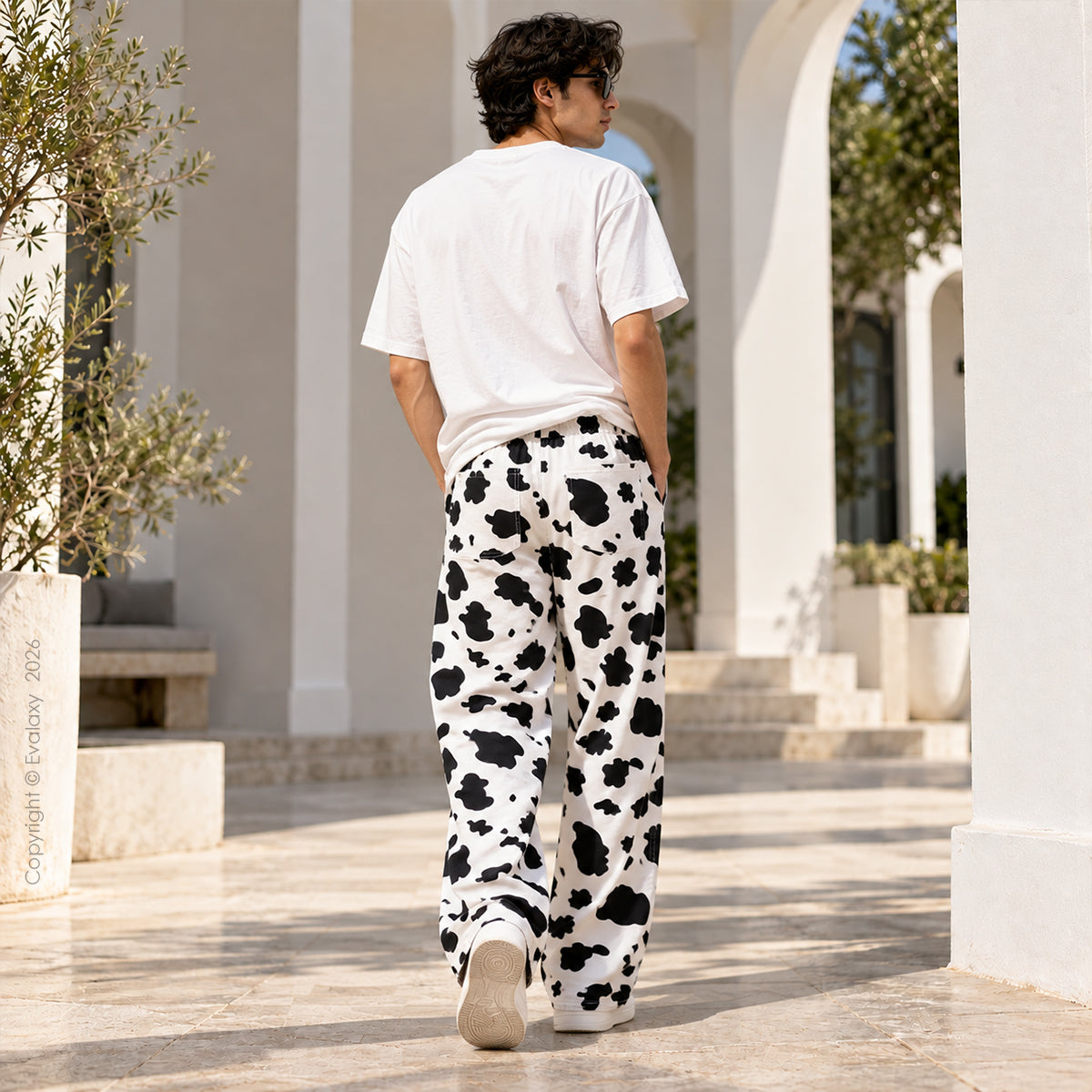 Cow Print Straight Pants for Men & Women