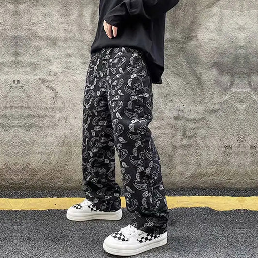 Black Mango Spread Straight Pants for Men & Women