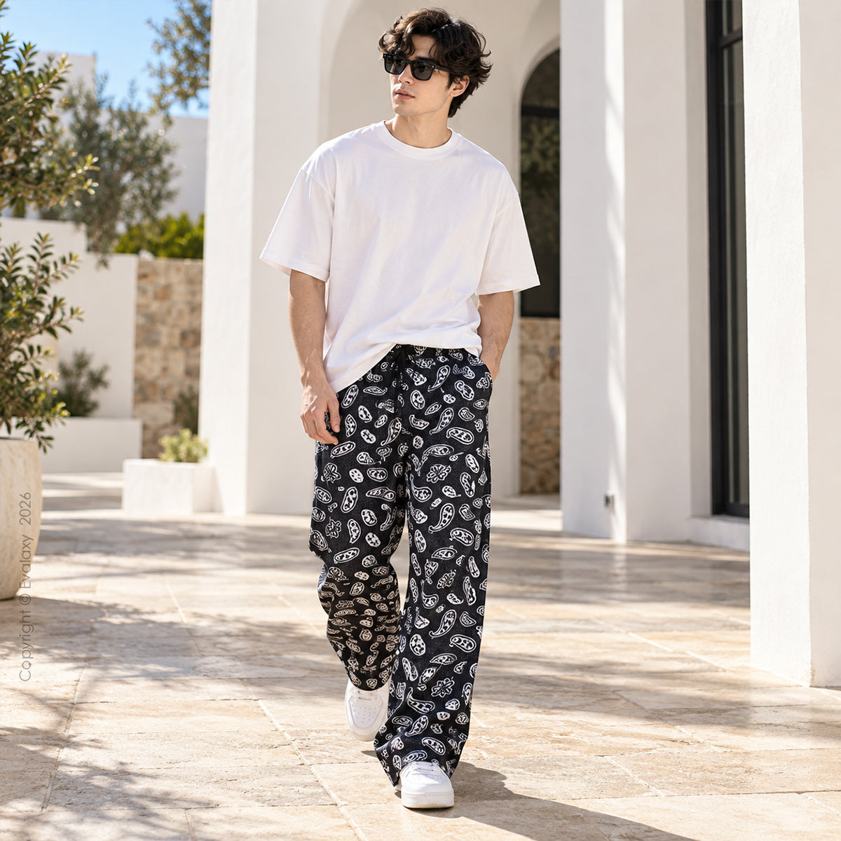 Black Mango Spread Straight Pants for Men & Women