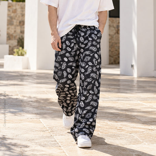 Black Mango Spread Straight Pants for Men & Women