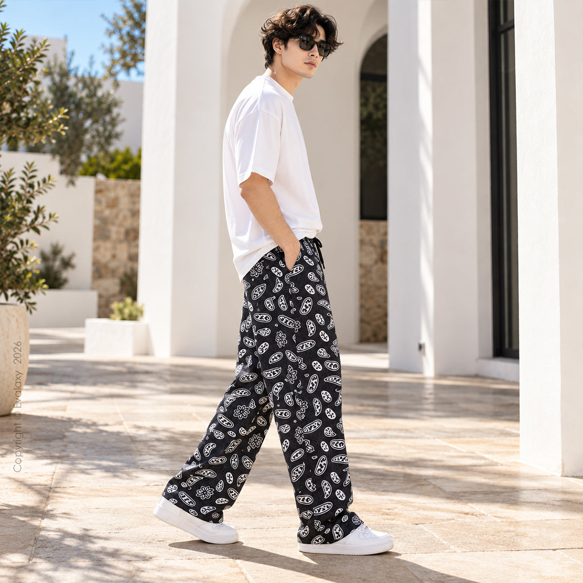Black Mango Spread Straight Pants for Men & Women