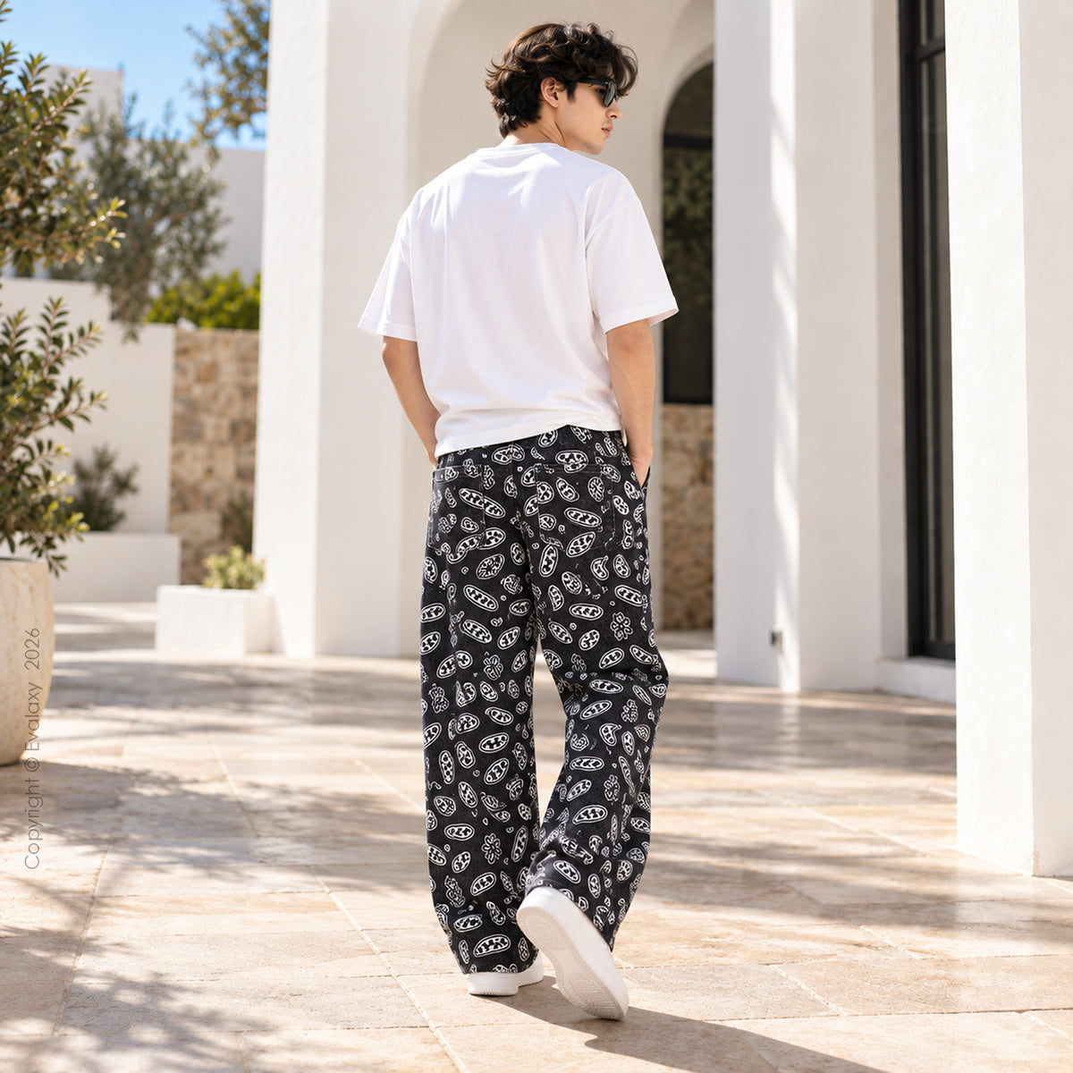 Black Mango Spread Straight Pants for Men & Women