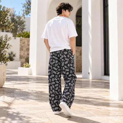 Black Mango Spread Straight Pants for Men & Women
