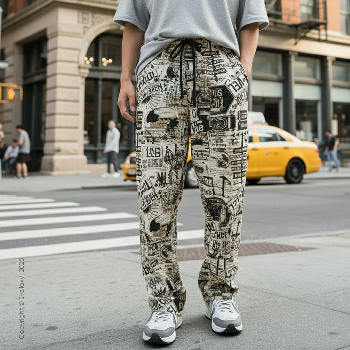 Evalaxy Street Script Graphic Relaxed Pant for Men & Women