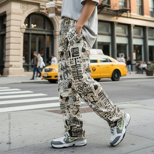 Evalaxy Street Script Graphic Relaxed Pant for Men & Women