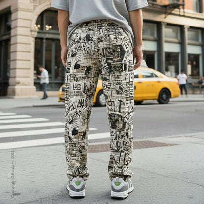 Evalaxy Street Script Graphic Relaxed Pant for Men & Women