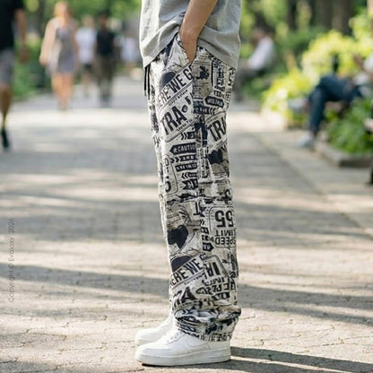 Evalaxy Street Script Graphic Relaxed Pant for Men & Women