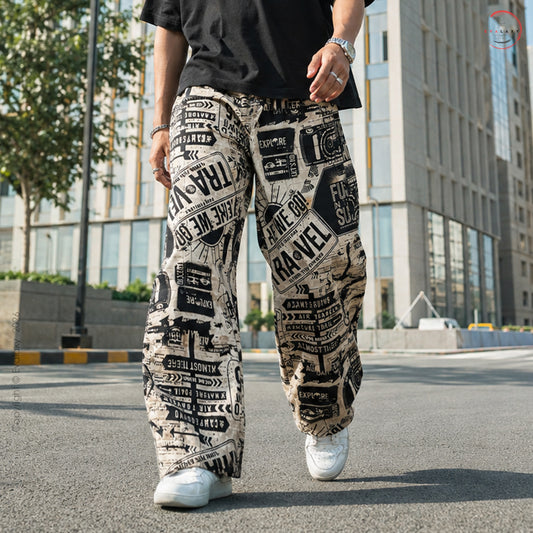 Evalaxy Street Script Graphic Relaxed Pant for Men & Women
