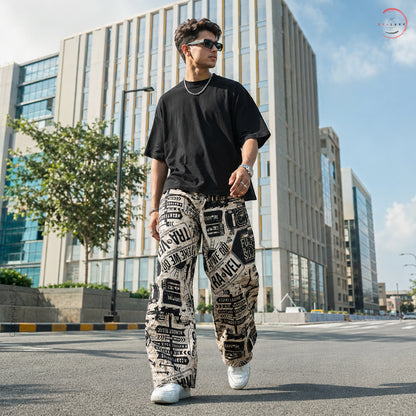Evalaxy Street Script Graphic Relaxed Pant for Men & Women