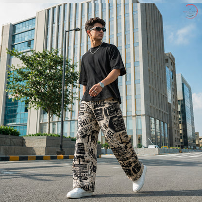 Evalaxy Street Script Graphic Relaxed Pant for Men & Women