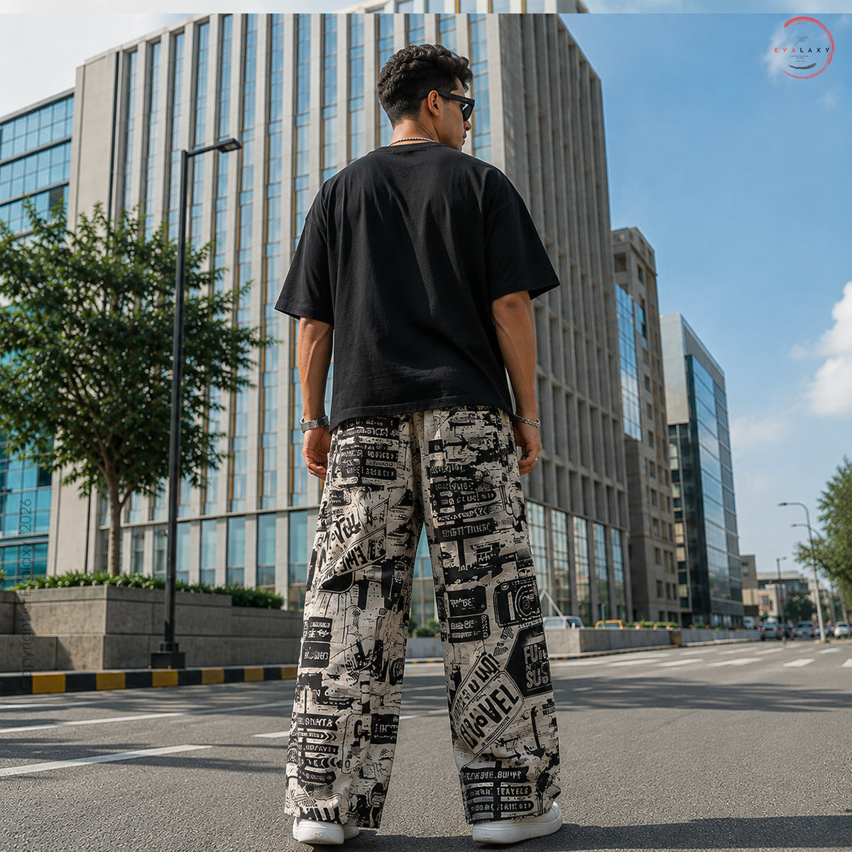 Evalaxy Street Script Graphic Relaxed Pant for Men & Women