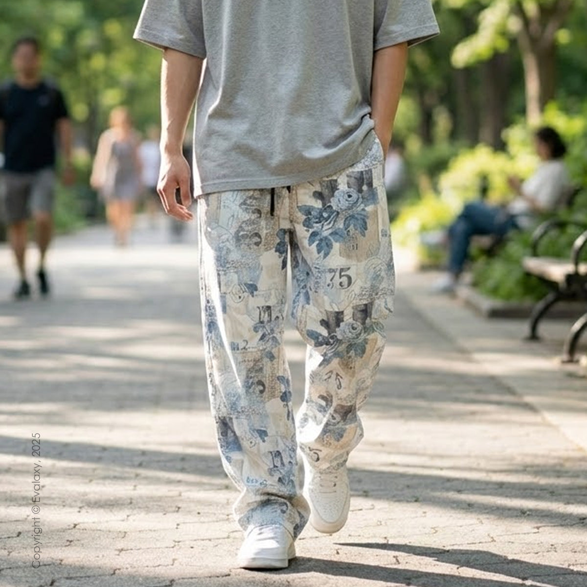 Evalaxy Vintage Bloom Printed Relaxed Pant for Men & Women