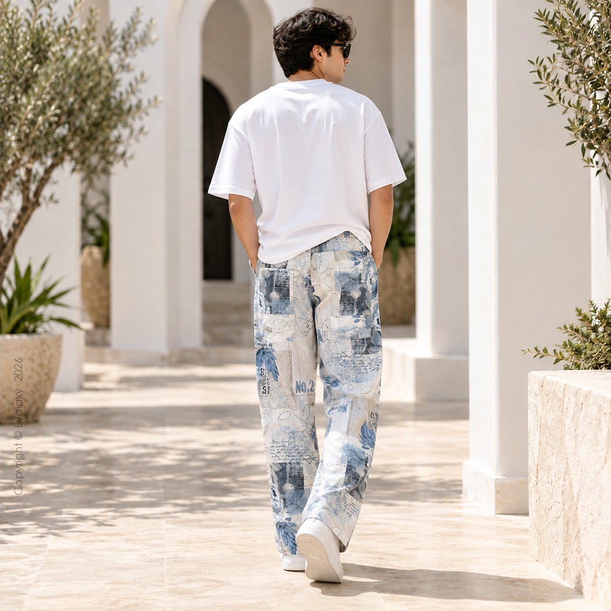 Evalaxy Vintage Bloom Printed Relaxed Pant for Men & Women