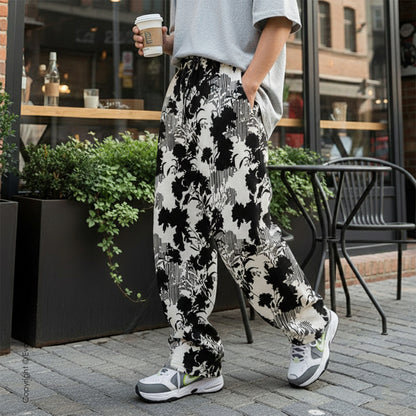 Evalaxy Noir Bloom Print Relaxed Pant for Men & Women