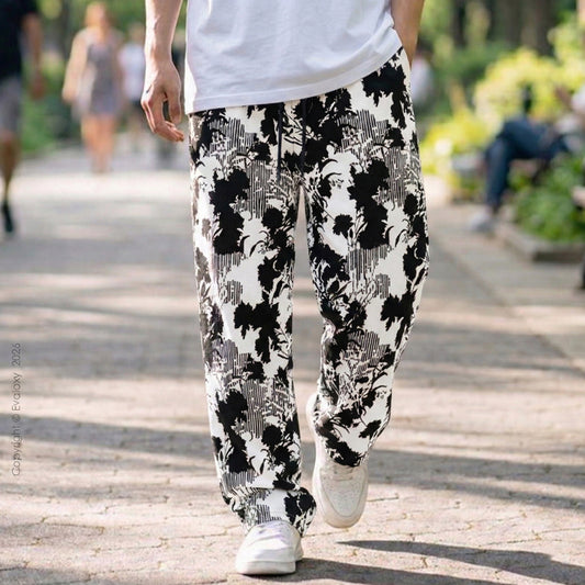Evalaxy Noir Bloom Print Relaxed Pant for Men & Women