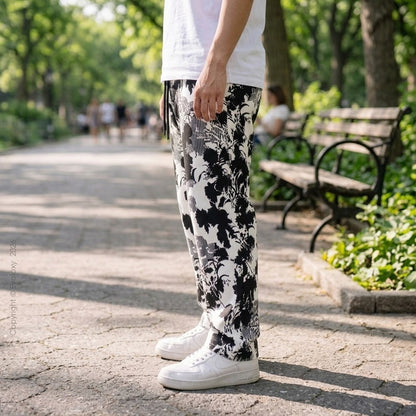 Evalaxy Noir Bloom Print Relaxed Pant for Men & Women