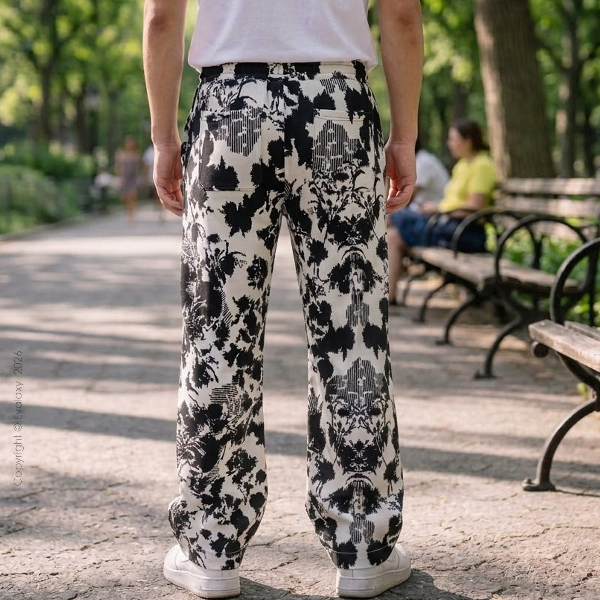 Evalaxy Noir Bloom Print Relaxed Pant for Men & Women