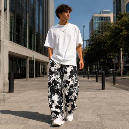 Evalaxy Noir Bloom Print Relaxed Pant for Men & Women