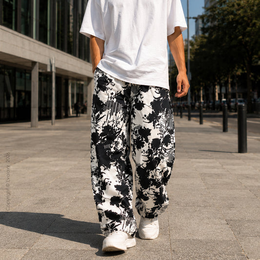 Evalaxy Noir Bloom Print Relaxed Pant for Men & Women