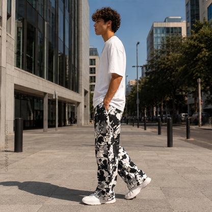 Evalaxy Noir Bloom Print Relaxed Pant for Men & Women