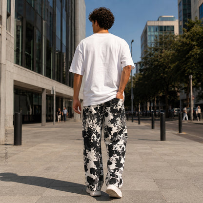 Evalaxy Noir Bloom Print Relaxed Pant for Men & Women